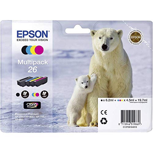 Epson 235F427 26 Original Tinte Eisbär (XP-600 XP-700XP-800XP-510XP-710XP-615XP-610XP-810XP-720XP-820XP-520XP-620XP-625)Multipack4-farbig von Epson