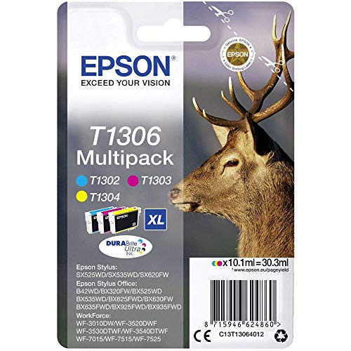 Epson 235M237 Original T1306 Tinte Hirsch (BX320FWSX620FWBX/SX525WDBX625FWDBX305FWB42WDBX925FWDBX635FWDBX535WDSX435/440WBX630FWSX235WWF701575157525301035203540)Multipack3-farbig von Epson