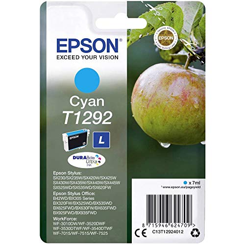 Epson 235M274 Original T1292 Apfel Tinte (SX420W BX320FWSX620FWBX/SX525WDBX625FWDBX305FWB42WDBX925FWDBX635FWDBX535WDSX435/440WBX630FWSX235WWF701575157525301035203540)cyan von Epson