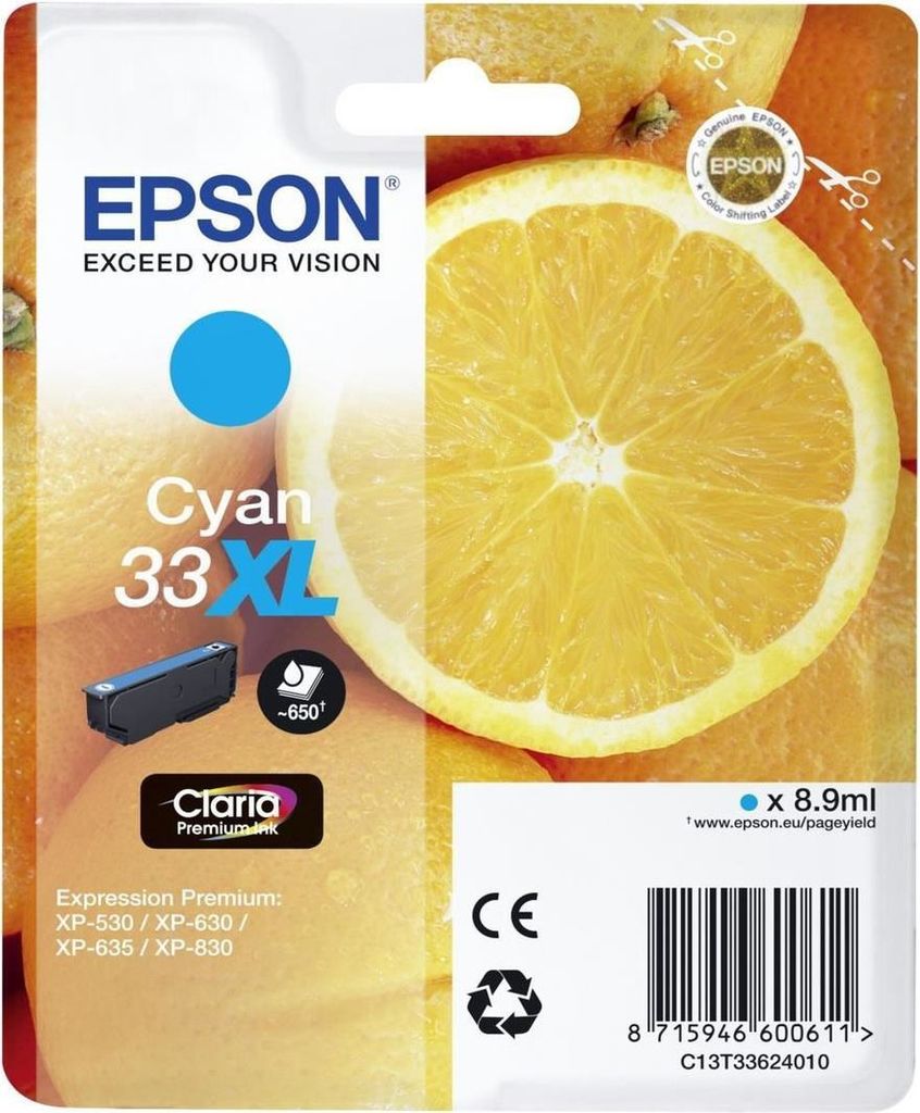 Epson 33XL - Cyan - Tintenpatrone (C13T33624012) von Epson