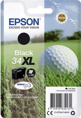 Epson 34XL - 16,3 ml - XL - Schwarz - Original - Blisterverpackung - Tintenpatrone (C13T34714010) von Epson