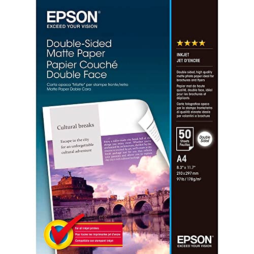 Epson C13S041569 Matt double sides Paper Inkjet 178g/m2 A4 50 Blatt Pack von Epson