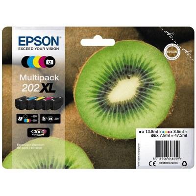 Epson C13T02G74010 Druckerpatronen Multipack 202XL Schwarz, Cyan, Magenta, Gelb von Epson