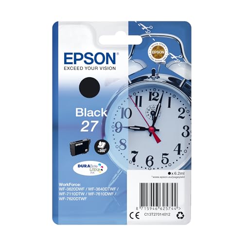 Epson C13T27014012 Wecker Nr.27 Serie Standard-Tintenpatrone, Schwarz, Original von Epson