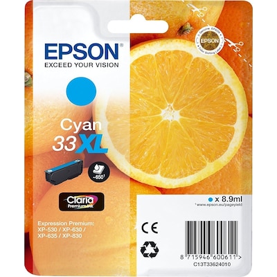Epson C13T33624012 Druckerpatrone 33XL cyan Claria Premium Ink Epson C13T33624012 Druckerpatrone 33XL cyan Claria Premium Ink von Epson