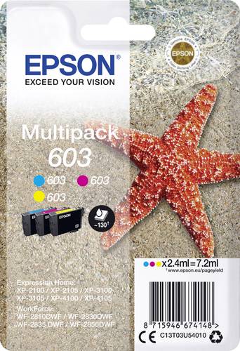 Epson Druckerpatrone T03U54, 603 Original Kombi-Pack Cyan, Magenta, Gelb C13T03U54010 von Epson