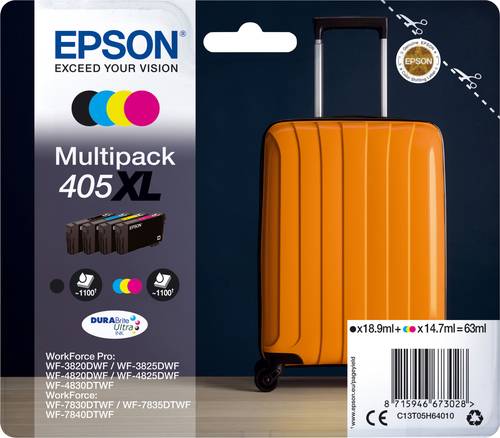 Epson Druckerpatrone T05H6, 405XL Original Kombi-Pack Schwarz, Gelb, Cyan, Magenta C13T05H64010 von Epson