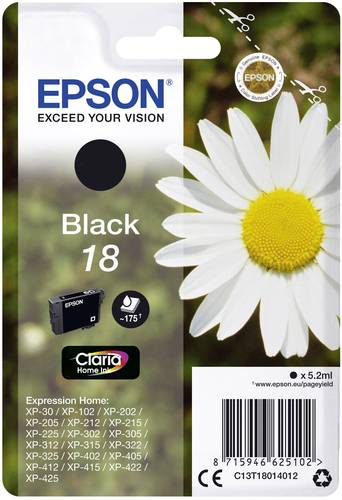 Epson Druckerpatrone T1801, 18 Original Schwarz C13T18014012 von Epson