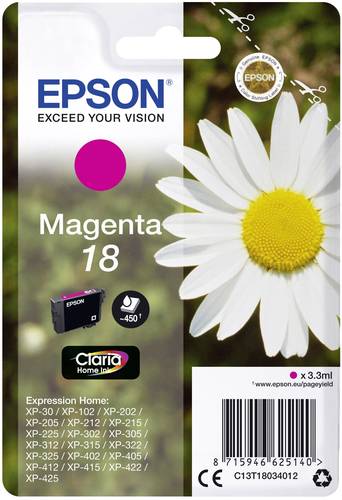 Epson Druckerpatrone T1803, 18 Original Magenta C13T18034012 Epson Druckerpatrone T1803, 18 Original Magenta C13T18034012 von Epson