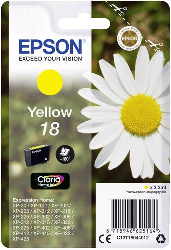 Epson Druckerpatrone T1804, 18 Original Gelb C13T18044012 von Epson