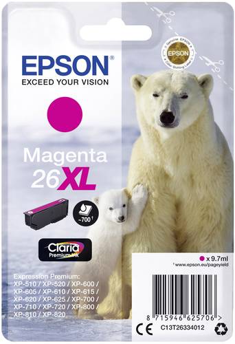 Epson Druckerpatrone T2633, 26XL Original Magenta C13T26334012 von Epson