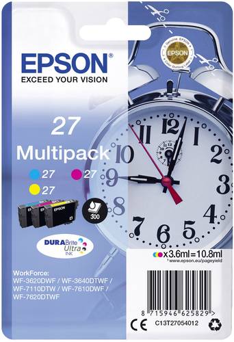 Epson Druckerpatrone T2705, 27 Original Kombi-Pack Cyan, Gelb, Magenta C13T27054012 von Epson