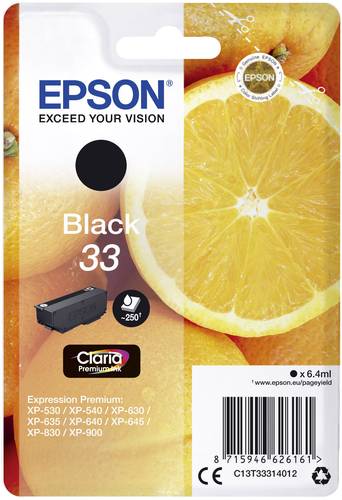 Epson Druckerpatrone T3331, 33 Original Schwarz C13T33314012 von Epson