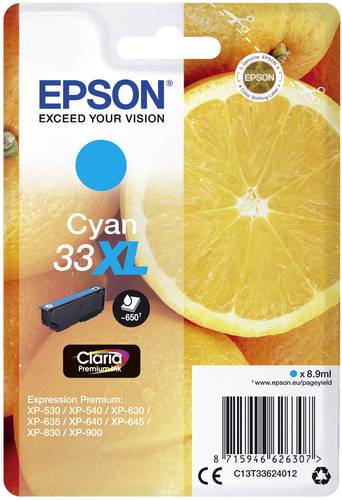 Epson Druckerpatrone T3362, 33XL Original Cyan C13T33624012 von Epson