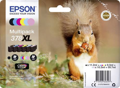 Epson Druckerpatrone T3798, 378XL Original Kombi-Pack Schwarz, Cyan, Magenta, Gelb, Light Cyan, Ligh von Epson