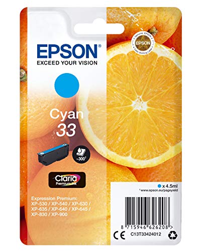 Epson EP62620 Original 33 Tinte Orange (XP-530, XP-630, XP-635, XP-830, XP-540, XP-640, XP-645, XP-900, XP-7100), cyan von Epson