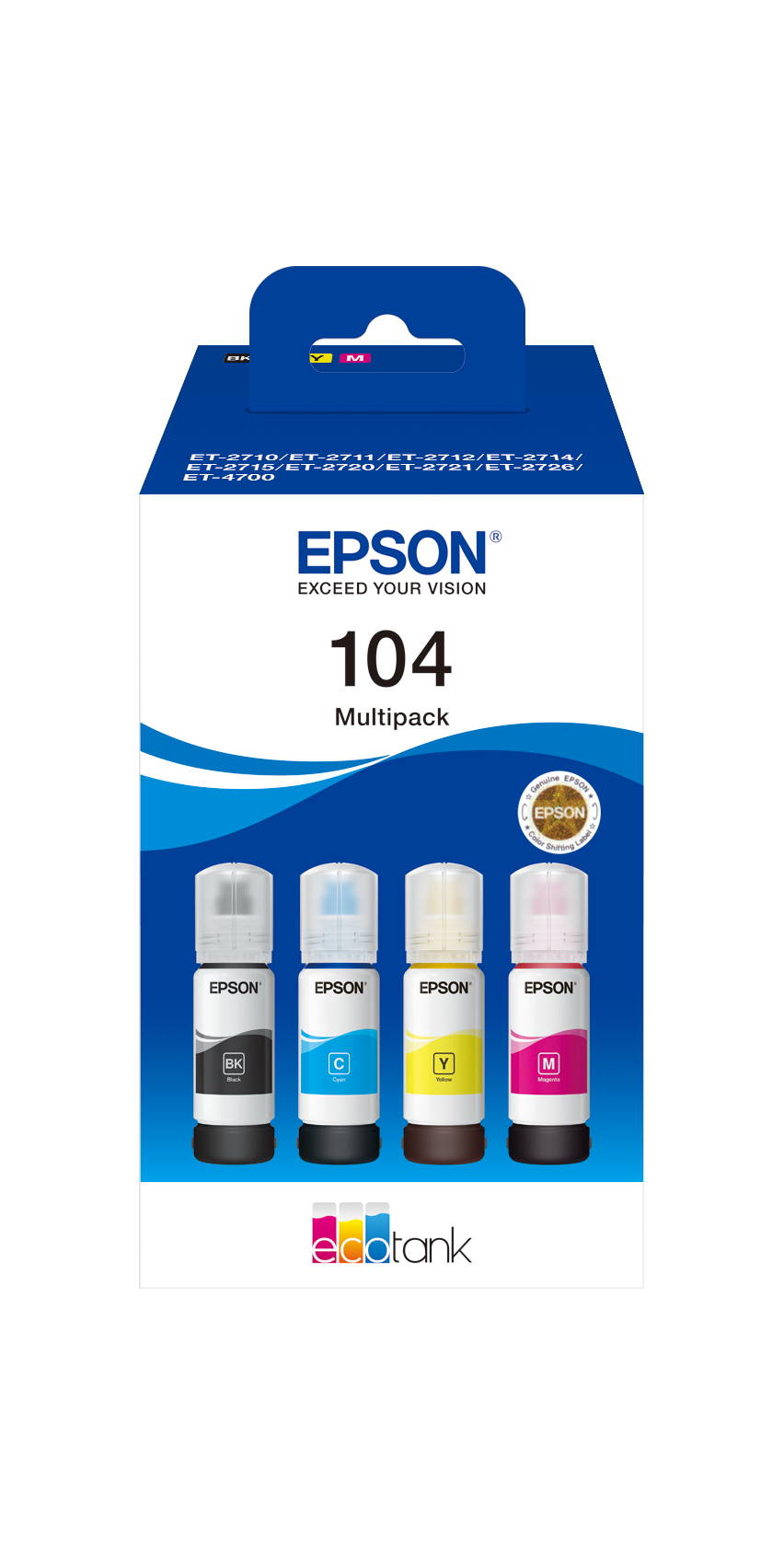 Epson EcoTank 104 - 4er-Pack - Schwarz, Gelb, Cyan, Magenta - Original - Nachfülltinte - für EcoTank ET-2710, ET-2711 Epson EcoTank 104 - 4er-Pack - Schwarz, Gelb, Cyan, Magenta - Original - Nachfülltinte - für EcoTank ET-2710, ET-2711 von Epson