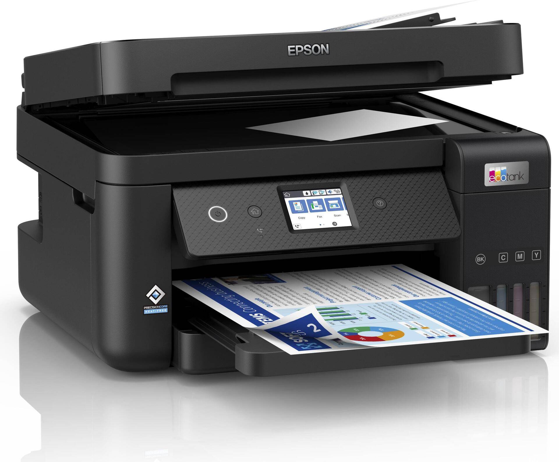 Epson EcoTank ET-4850 - Multifunktionsdrucker - Farbe - Tintenstrahl - refillable - A4 (Medien) - bis zu 15.5 Seiten/Min. (Drucken) - 250 Blatt - 33.6 Kbps - USB, LAN, Wi-Fi - Schwarz von Epson