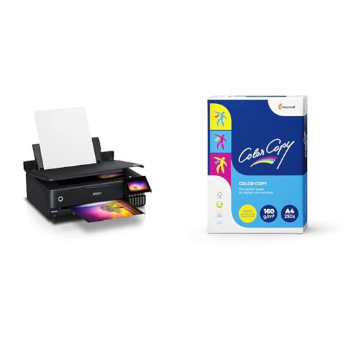 Epson EcoTank ET-8550 3-in-1 Tinten-Multifunktionsgerät & Color Copy Kopierpapier, Farblaserpapier: 160 g/mxb2, A4, 250 Blatt, hochglatt, weiß von Epson