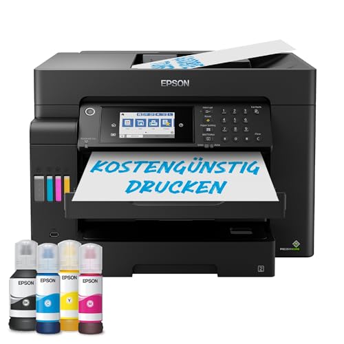 Epson EcoTank ET-M16600 4-in-1 Mono Tinten-Multifunktionsgerät (Kopie, Scan, Fax, A3, ADF, Full-Duplex, WiFi, Ethernet, Display, USB 2.0), großer Tintentank, hohe Reichweite, niedrige Seitenkosten von Epson