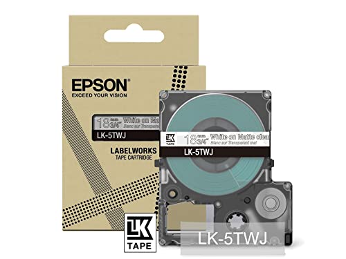 Epson Etikettenkassette, mattes Beschriftungsband LK-6QWJ weiß auf khaki, langlebiges Band für Epson LabelWorks Etikettendrucker, wasser- & verschleißfest, 8 m x 24 mm von Epson