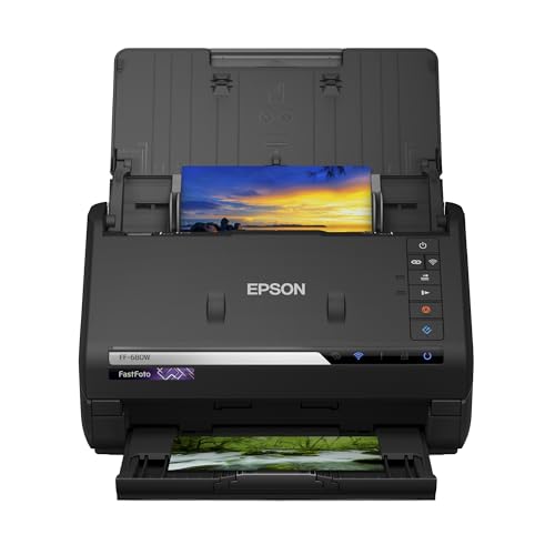 Epson FastFoto FF-680W Scanner (scannt 10 x 15 Foto in einer Sekunde, bis DIN A4, beidseitiger Scan, automatische Ausrichtung, Zuschnitt und Optimierung, Bilder einfach speichern) von Epson