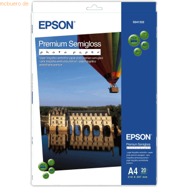 Epson Fotopapier Semigloss A4 251g/qm harzbeschichtet VE=20 Blatt von Epson