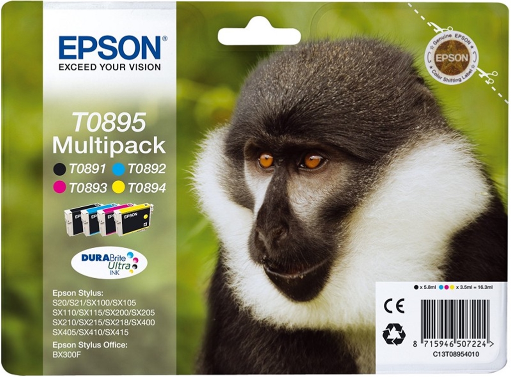 Epson Ink/T0895 Monkey 3.5ml CMY 5.8ml BK (4-farbig) von Epson