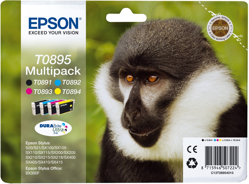 Epson Ink/T0895 Monkey 3.5ml CMY 5.8ml BK (4-farbig) von Epson