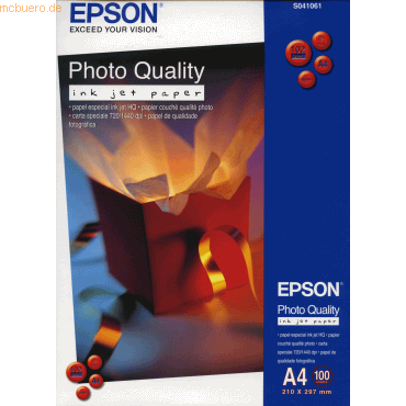 Epson Inkjet-Papier Photo Quality Bright White A4 102g/qm beschichtet Epson Inkjet-Papier Photo Quality Bright White A4 102g/qm beschichtet von Epson