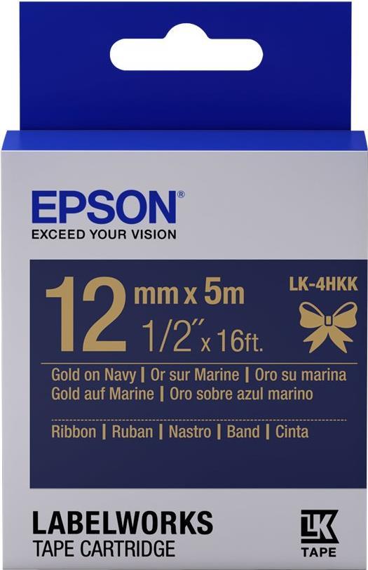 Epson LabelWorks LK-4HKK - Satinband - gold on navy - Rolle (1,2 cm x 5 m) 1 Rolle(n) - für LabelWorks LW-Z900FK (C53S654002) von Epson