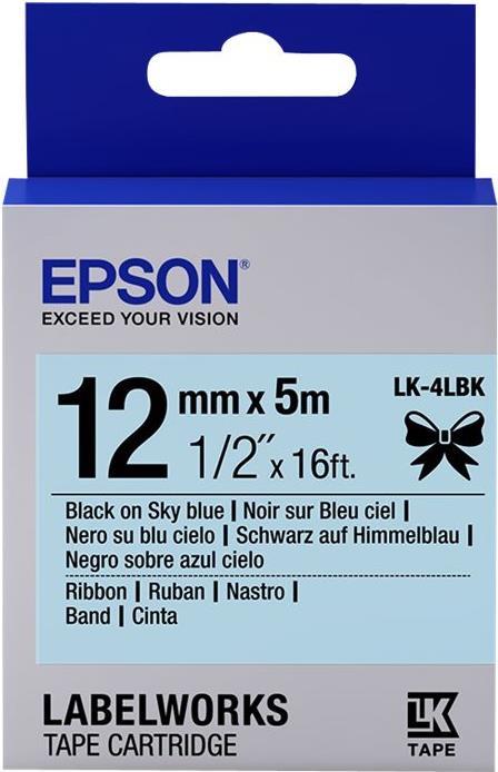 Epson LabelWorks LK-4LBK - Schwarz auf himmelblau - Rolle (1,2 cm x 5 m) 1 Kassette(n) Etikettenband - für LabelWorks Cable and Wiring Kit, LW-1000, 600, 700, K400, Z700, Z710, Z900, Safety Kit von Epson