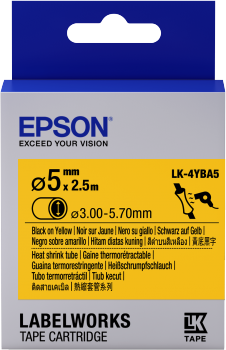 Epson LabelWorks LK-4YBA5 - Schwarz auf Gelb - Rolle (0,3 cm x 2,5 m) 1 Rolle(n) Rohr - für LabelWorks LW-1000, 300, 400, 600, 700, 900, K400, Z5000, Z5010, Z700, Z710, Z900 von Epson