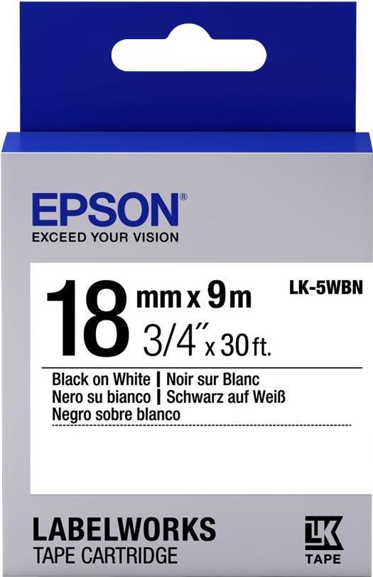 Epson LabelWorks LK-5WBN - Etikettenband - Schwarz auf Weiß - Rolle (1,8 cm x 9 m) 1 Rolle(n) - für LabelWorks LW-400, LW-400L, LW-400VP, LW-600P, LW-700, LW-900P (C53S655006) von Epson