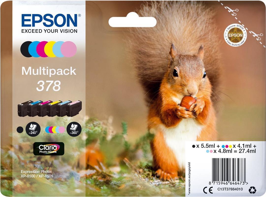 Epson Multipack 378 - 6er-Pack - Schwarz, Gelb, Cyan, Magenta, hell Magenta, hell Cyan - Original - Blisterverpackung - Tintenpatrone (C13T37884010) von Epson