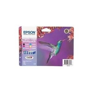 Epson Multipack Druckerpatrone 1x Schwarz, Gelb, Cyan, Magenta, hell Magenta, hell Cyan (C13T080740) von Epson