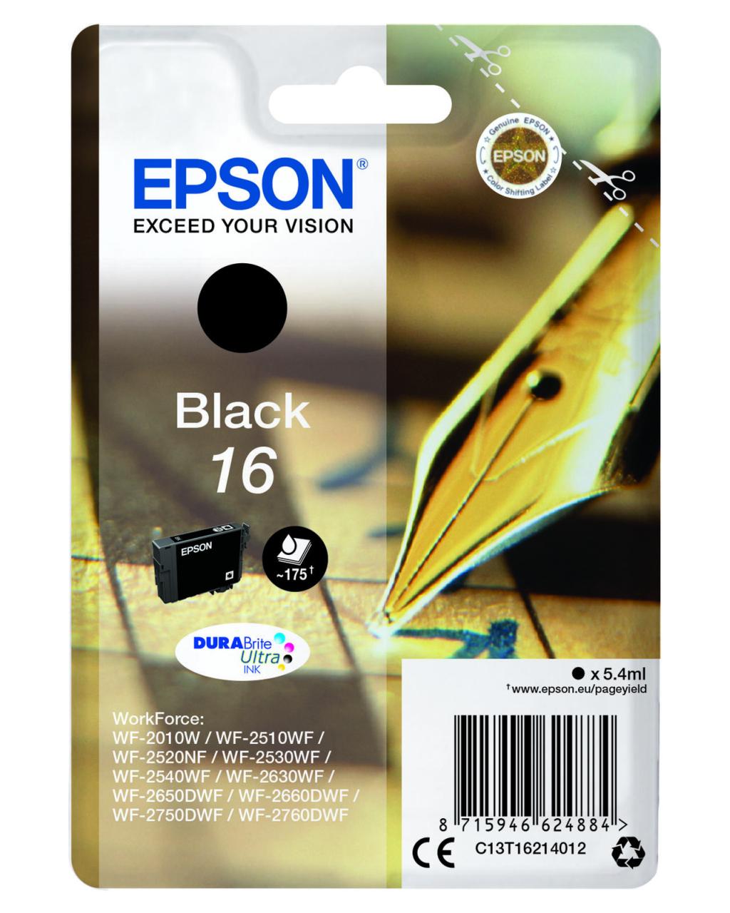 Epson Original 16 Füller Druckerpatrone - schwarz (C13T16214012) von Epson