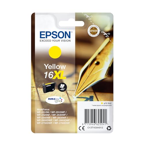 Epson Original 16XL Tinte Füller (WF-2630WF, WF-2650DWF, WF-2660DWF, WF-2750DWF, WF-2760DWF), gelb von Epson