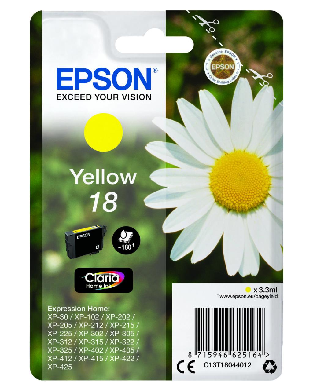 Epson Original 18 Gänseblümchen Druckerpatrone - gelb (C13T18044012) von Epson