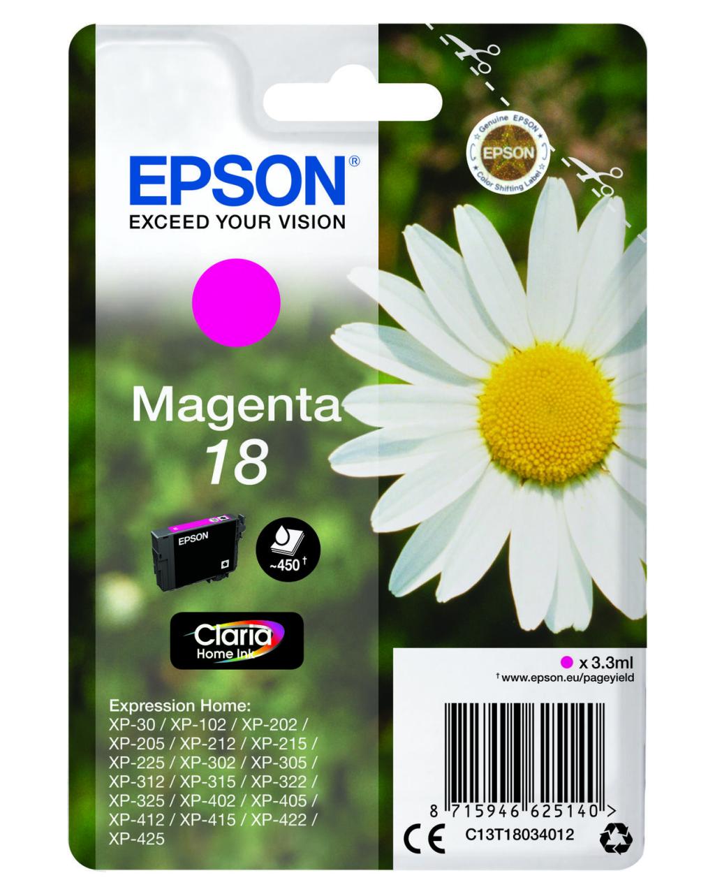 Epson Original 18 Gänseblümchen Druckerpatrone - magenta (C13T18034012) von Epson