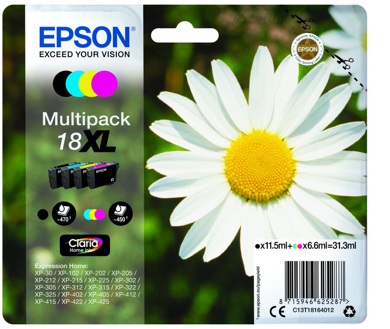 Epson Original 18 Gänseblümchen Druckerpatronen - 4er Multipack (C13T18164012) von Epson