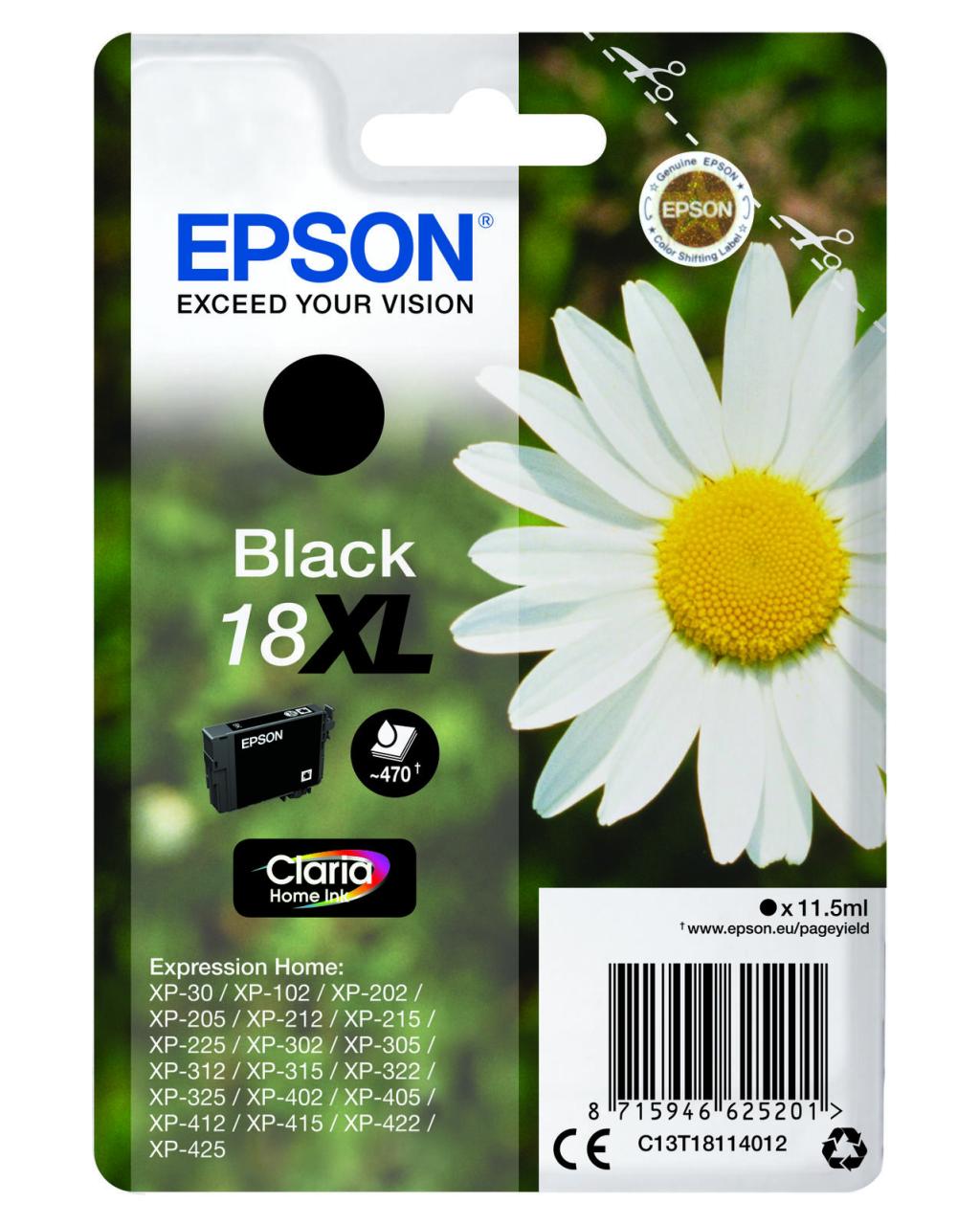 Epson Original 18XL Gänseblümchen Druckerpatrone - schwarz (C13T18114012) von Epson