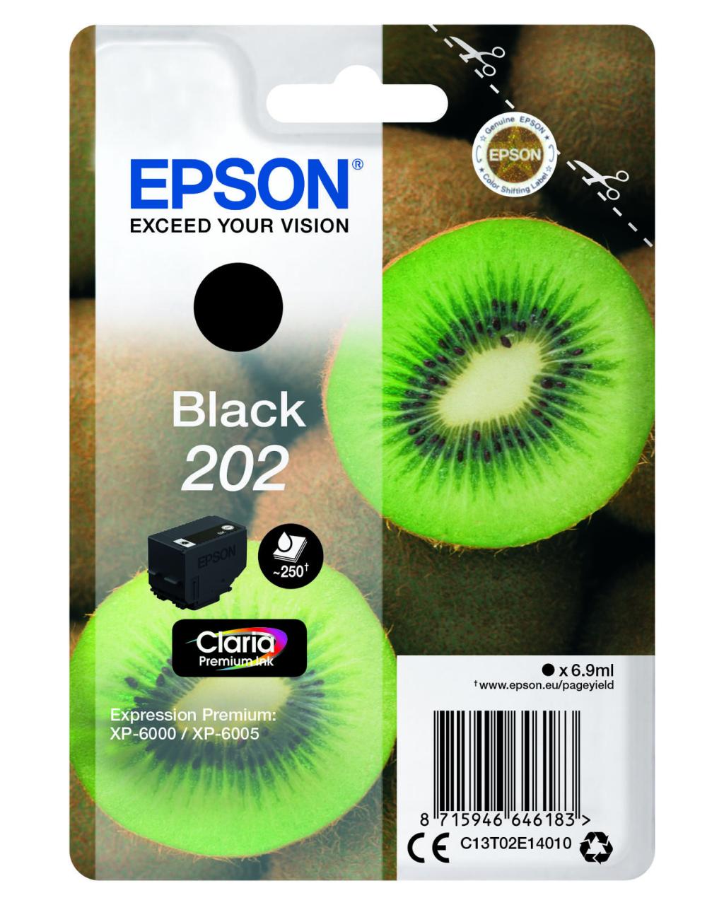 Epson Original 202 Kiwi Druckerpatrone schwarz 250 Seiten 6,9ml (C13T02E14010) von Epson