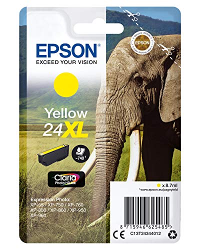 Epson Original 24XL Tinte Elefant (XP-750, XP-850, XP-950, XP-55, XP-760, XP-860, XP-960, XP-970), gelb von Epson