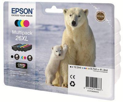 Epson Original 26XL Eisbär Druckerpatronen 4er Multipack BK/C/M/Y (C13T26364010) von Epson