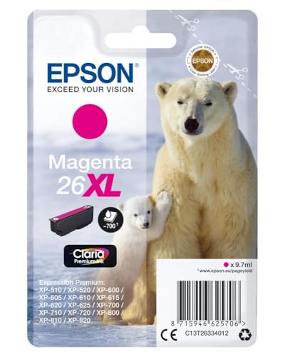 Epson Original 26XL Tinte Eisbär (XP-600, XP-700, XP-800, XP-510, XP-710, XP-615, XP-610, XP-810, XP-720, XP-820, XP-520, XP-620, XP-625), magenta von Epson