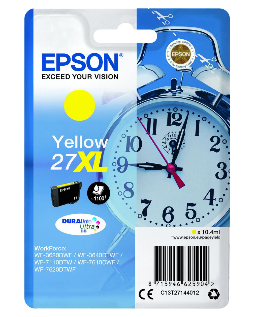 Epson Original 27XL Wecker Druckerpatrone - gelb (C13T27144012) von Epson