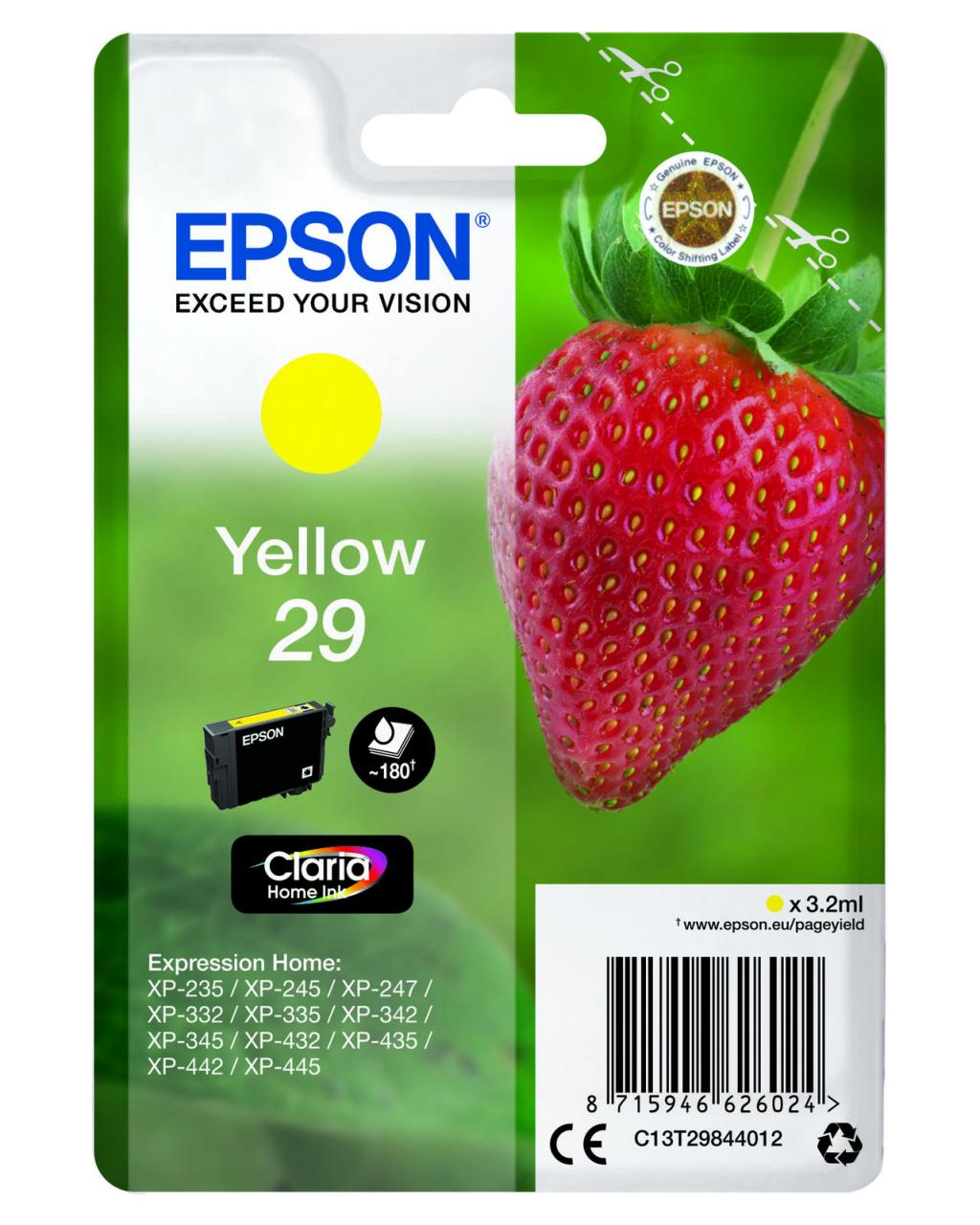 Epson Original 29 Erdbeere Druckerpatrone - gelb (C13T29844012) von Epson