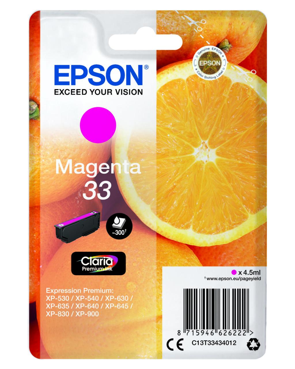 Epson Original 33 Orange Druckerpatrone - magenta (C13T33434012) von Epson