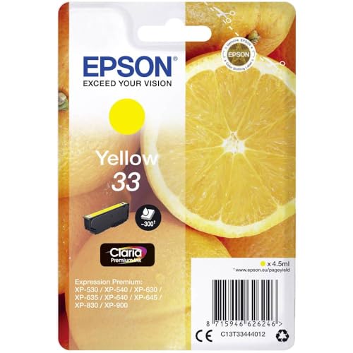 Epson Original 33 Tinte Orange (XP-530, XP-630, XP-635, XP-830, XP-540, XP-640, XP-645, XP-900, XP-7100), gelb von Epson